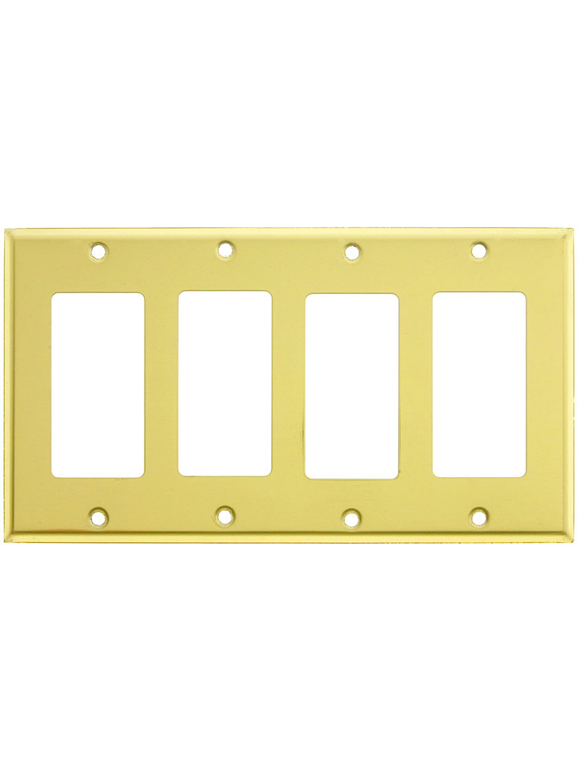 Classic Four Gang GFI Cover Plate In Pressed Brass or Steel